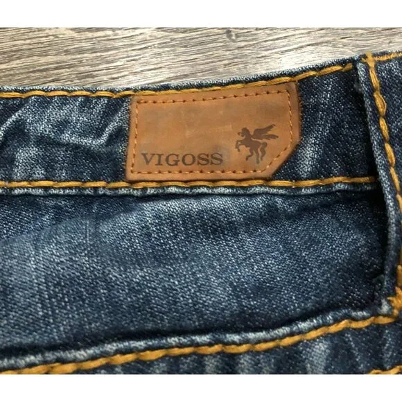 Vigoss Boot Cut Womens Size 33x32 Dark Wash Thick Stitch Blue Jeans - Picture 4 of 10